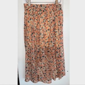 One Clothing High-Low Orange Floral Skirt